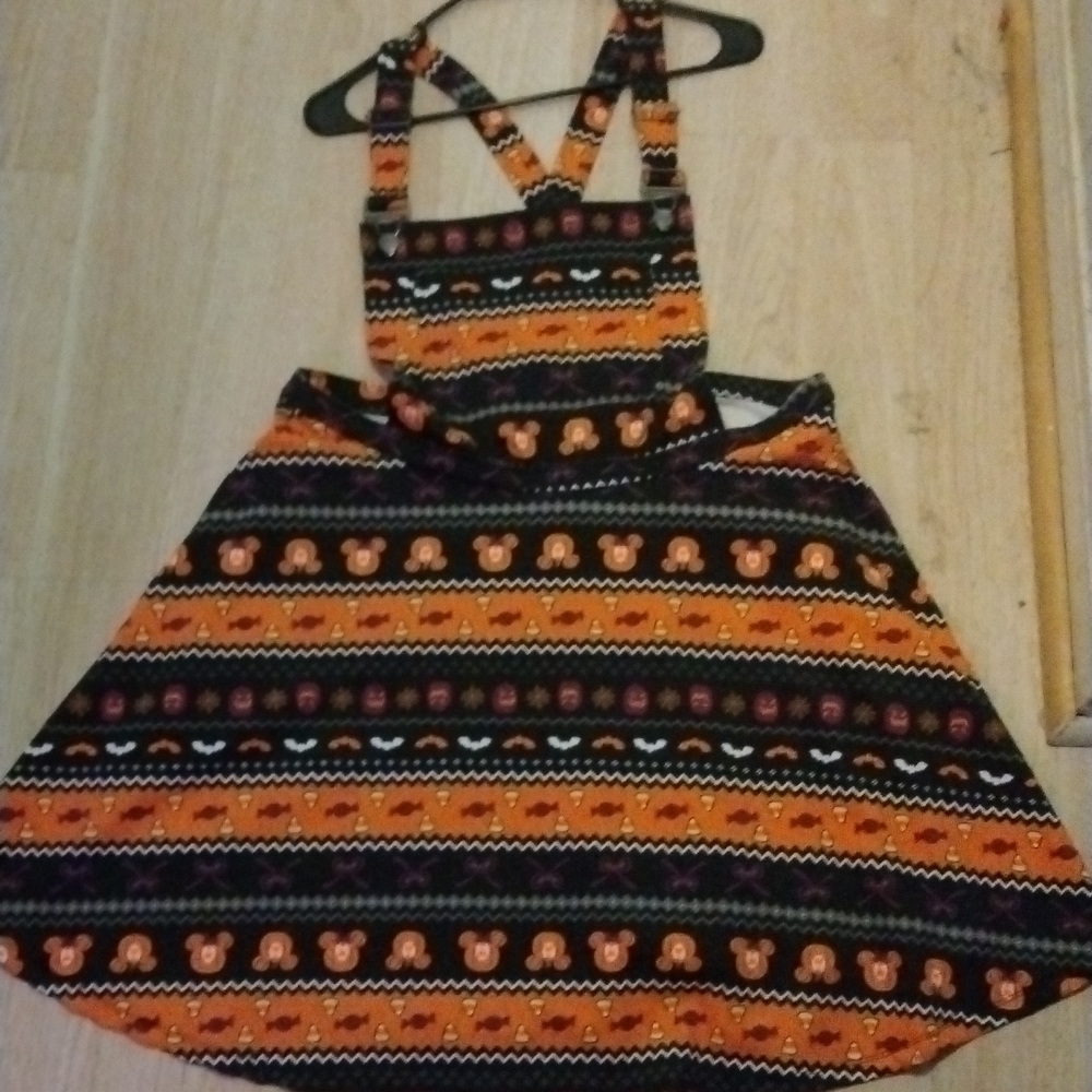 Disney Halloween stripe mickey overall dress